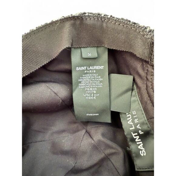 YSL SAINT LAURENT TWEED WOOL BLEND LOGO BASEBALL CAP HAT 56/SMALL - Picture 5 of 11